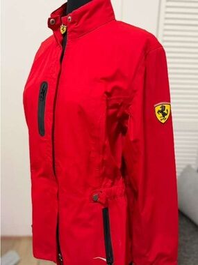Ferrari Red Women's Utility Shell Jacket with Racing Emblem